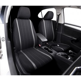 Sēdekļu pārvalki (krāsa: melna/pelēka, priekšā, komplekts 1/2 – 2 sēdekļu pārvalki, 2 galvasbalstu pārvalki)